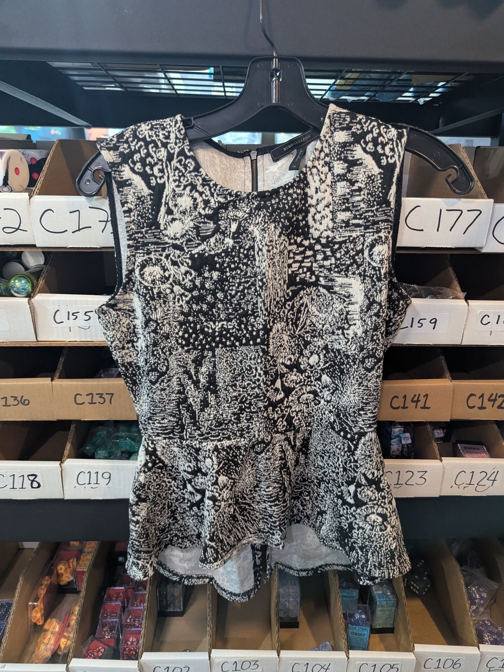 Sleeveless Black & White Peplum Top | XS